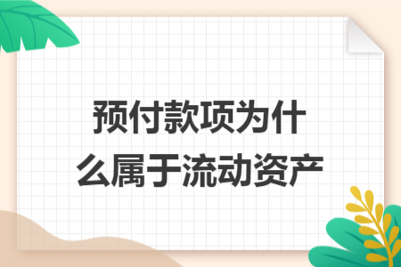 预付款项为什么属于流动资产 预付款项为什么属于流动资产