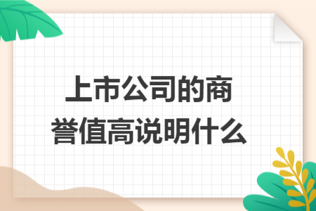 上市公司的商誉值高说明什么