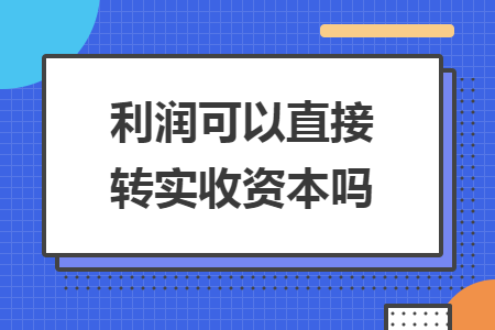 利润可以直接转实收资本吗
