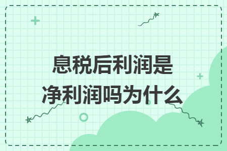 息税后利润是净利润吗为什么