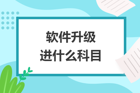 软件升级进什么科目 软件升级进什么科目