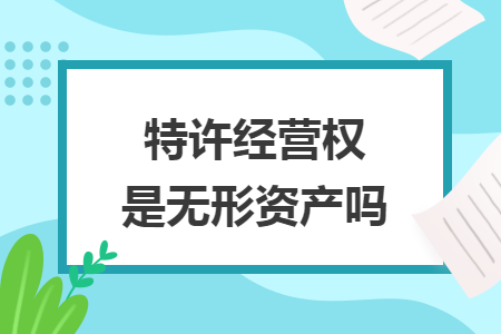 特许经营权是无形资产吗