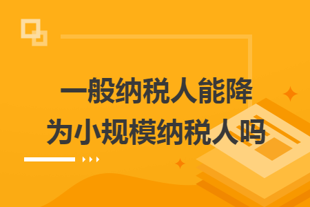 一般纳税人能降为小规模纳税人吗