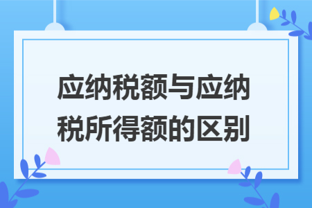 应纳税额与应纳税所得额的区别