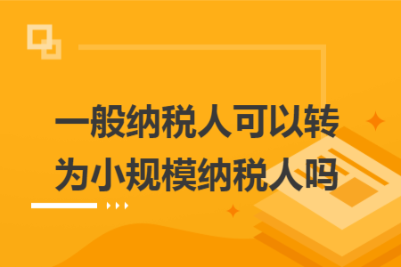 一般纳税人可以转为小规模纳税人吗