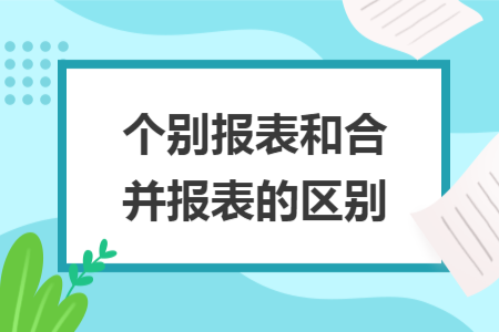 个别报表和合并报表的区别