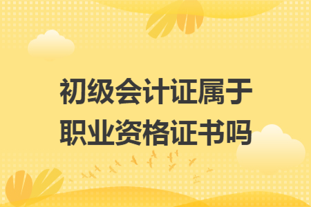 初级会计证属于职业资格证书吗