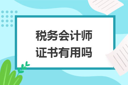 税务会计师证书有用吗