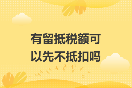 有留抵税额可以先不抵扣吗