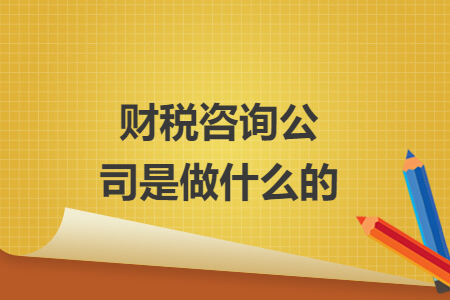 财税咨询公司是做什么的