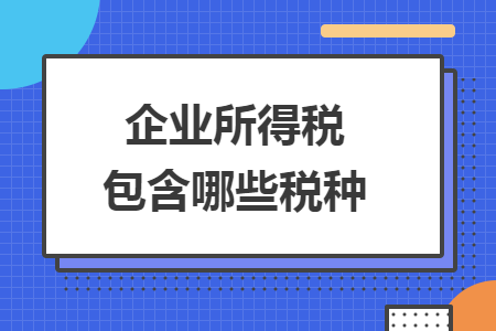 企业所得税包含哪些税种