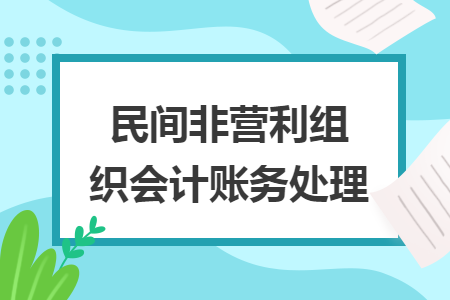 民间非营利组织会计账务处理