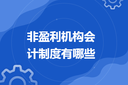 非盈利机构会计制度有哪些