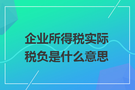 企业所得税实际税负是什么意思