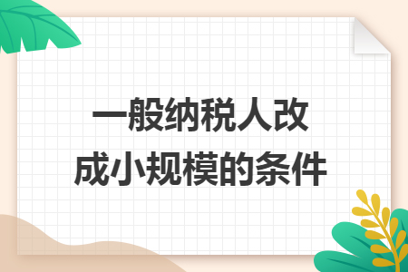 一般纳税人改成小规模的条件