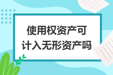 使用权资产可计入无形资产吗