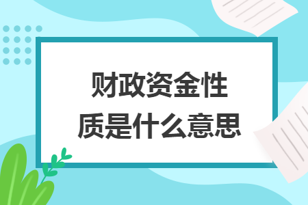 财政资金性质是什么意思