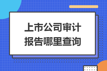 上市公司审计报告哪里查询