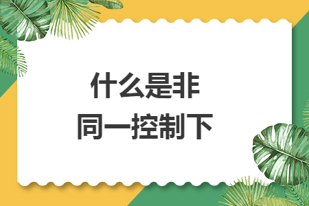 什么是非同一控制下