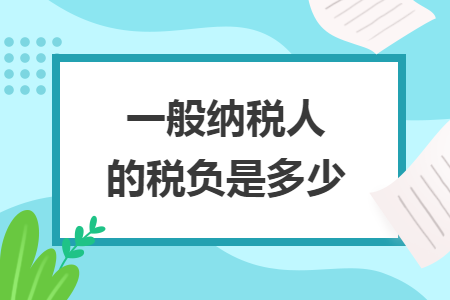 一般纳税人的税负是多少