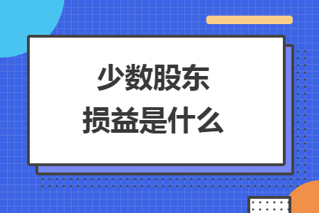 少数股东损益是什么