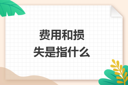费用和损失是指什么