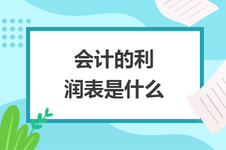 会计的利润表是什么