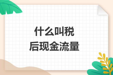 什么叫税后现金流量