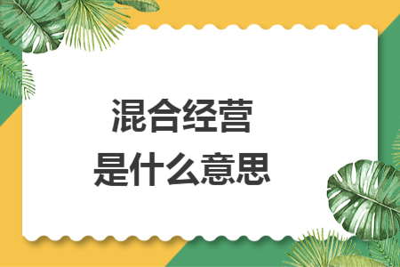 混合经营是什么意思
