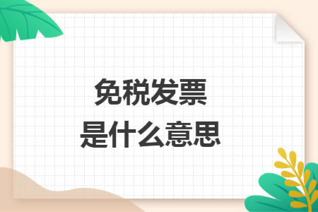 免税发票是什么意思