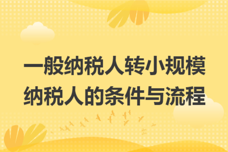一般纳税人转小规模纳税人的条件与流程