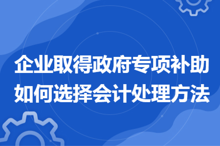 企业取得政府专项补助如何选择会计处理方法