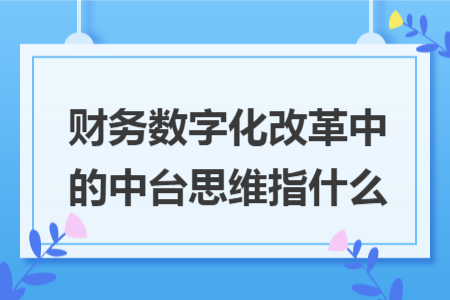 财务数字化改革中的中台思维指什么