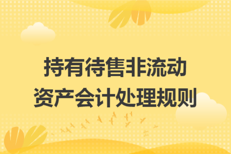 持有待售非流动资产会计处理规则