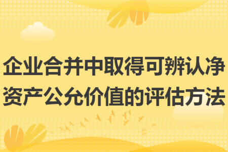 企业合并中取得可辨认净资产公允价值的评估方法