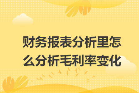 财务报表分析里怎么分析毛利率变化