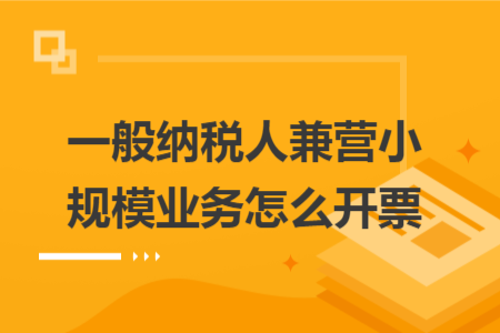 一般纳税人兼营小规模业务怎么开票