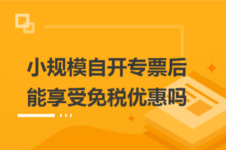 小规模自开专票后能享受免税优惠吗