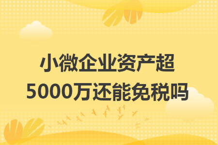小微企业资产超 5000 万还能免税吗 小微企业资产超 5000 万还能免税吗