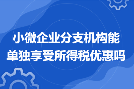 小微企业分支机构能单独享受所得税优惠吗 小微企业分支机构能单独享受所得税优惠吗