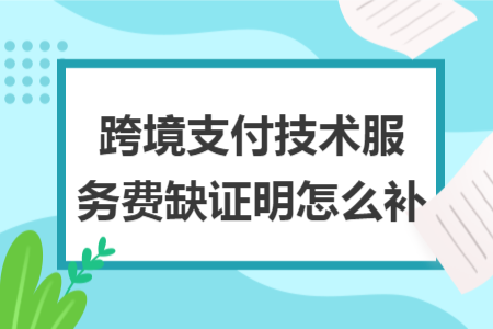 跨境支付技术服务费缺证明怎么补 跨境支付技术服务费缺证明怎么补