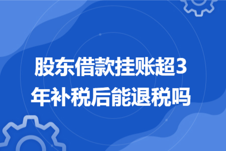 股东借款挂账超 3 年补税后能退税吗 股东借款挂账超 3 年补税后能退税吗
