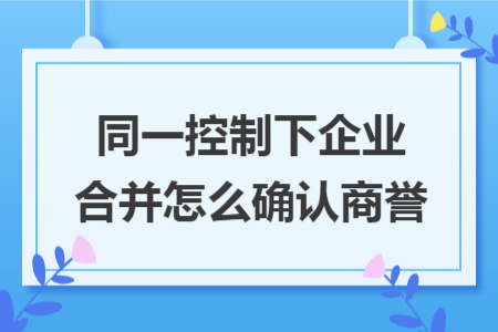 同一控制下企业合并怎么确认商誉 同一控制下企业合并怎么确认商誉