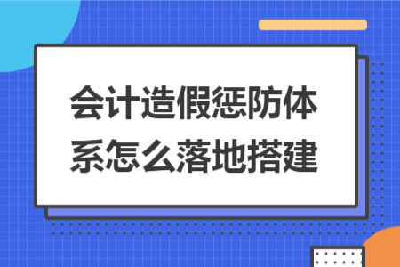 会计造假惩防体系怎么落地搭建