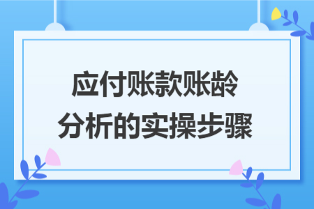 应付账款账龄分析的实操步骤