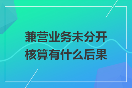 兼营业务未分开核算有什么后果
