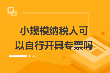 小规模纳税人可以自行开具专票吗