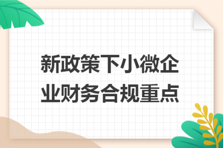 新政策下小微企业财务合规重点
