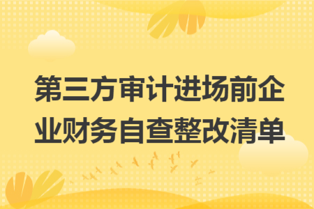 第三方审计进场前企业财务自查整改清单