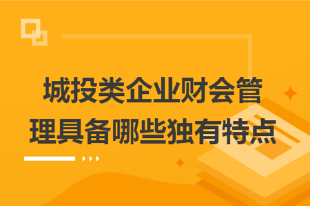城投类企业财会管理具备哪些独有特点 城投类企业财会管理具备哪些独有特点